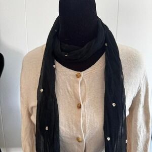 Vintage Sheer Black Mesh Long Scarf
